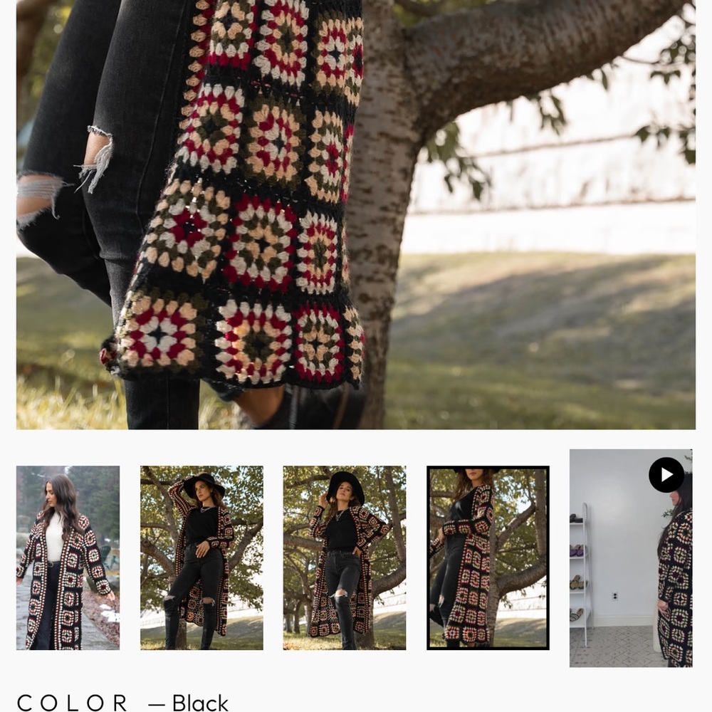 Saachi Cardigan Crochet Duster Knit Holiday Colors One Size NWT - Picture 3 of 9